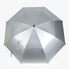 チタンシルバーPUコーティングウインドプルーフゴルフ傘-62 'ダブルキャノピー、UPF 50+、フルサンプロテクションストレートハンドル