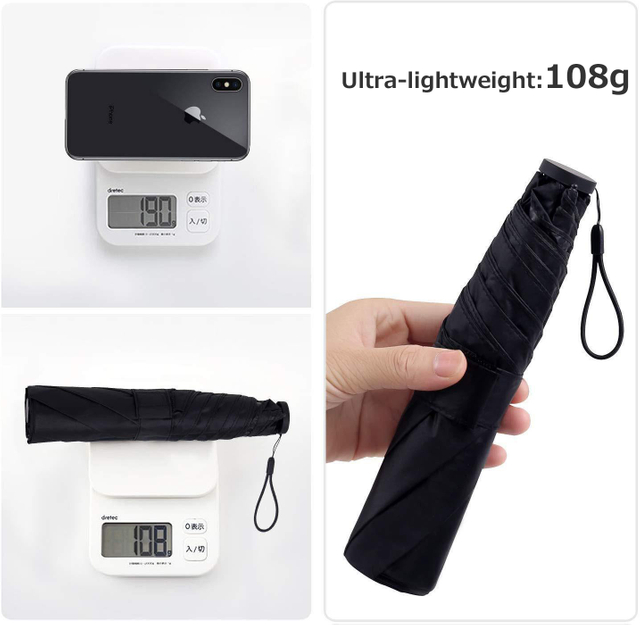 超軽量フラット折りたたみ傘108g