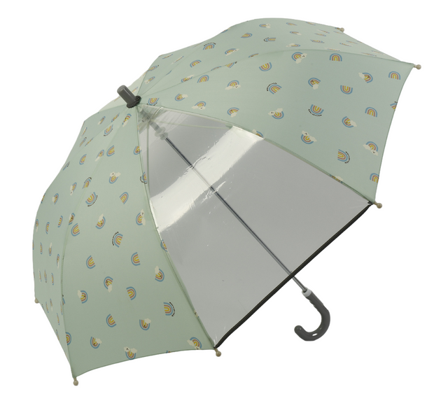 韓国のヴィンテージ格子縞の幼児傘 - 写真撮影と安全な使用のための審美的なレインギア